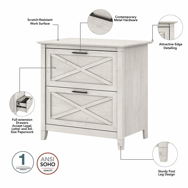 Pemberly Row 2 Drawer Lateral File Cabinet in Linen White Oak - Engineered Wood