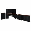Pemberly Row L Shaped Desk with Hutch and Storage Set in Black - Engineered Wood