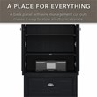 Pemberly Row L Shaped Desk with Hutch and Storage Set in Black - Engineered Wood