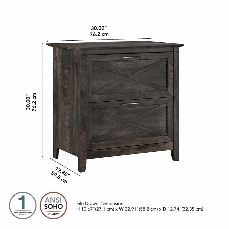 Pemberly Row 2 Drawers Farmhouse Wood Lateral File Cabinet in Gray