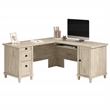 Pemberly Row Engineered Wood L-Shaped Desk in Chalk Oak Finish
