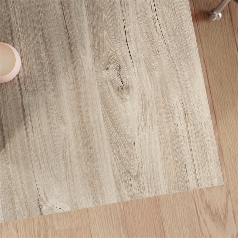 Pemberly Row Engineered Wood L-Shaped Desk in Chalk Oak Finish