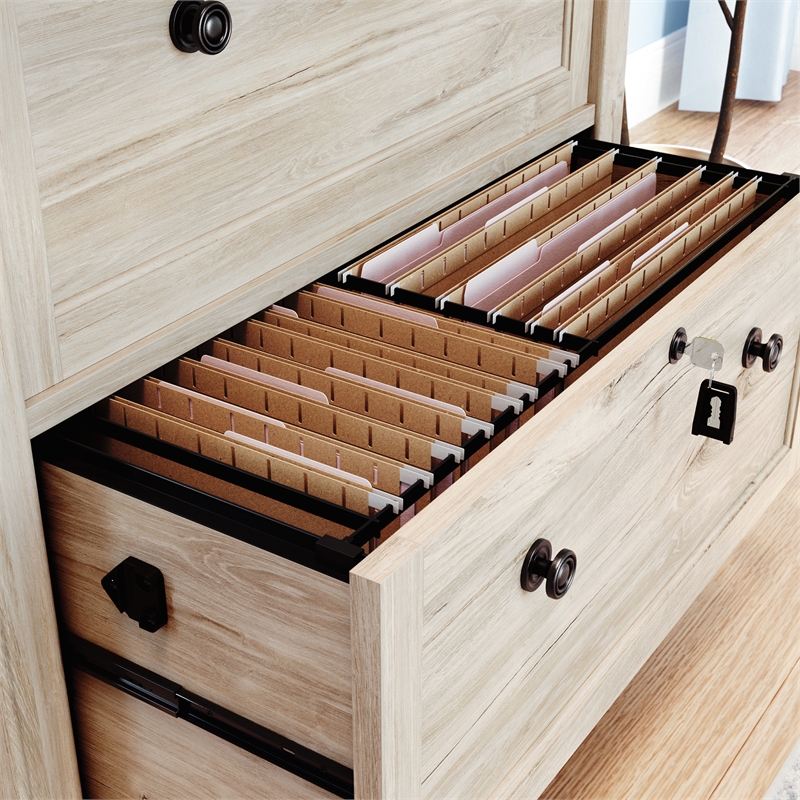 Pemberly Row Engineered Wood Lateral File Cabinet in Chalk Oak