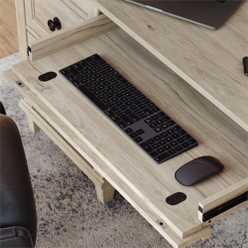 Pemberly Row Executive Desk in Engineered Wood-Chalk Oak Finish