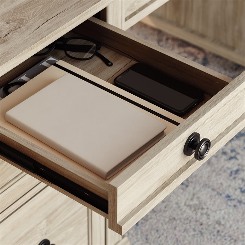 Pemberly Row Executive Desk in Engineered Wood-Chalk Oak Finish