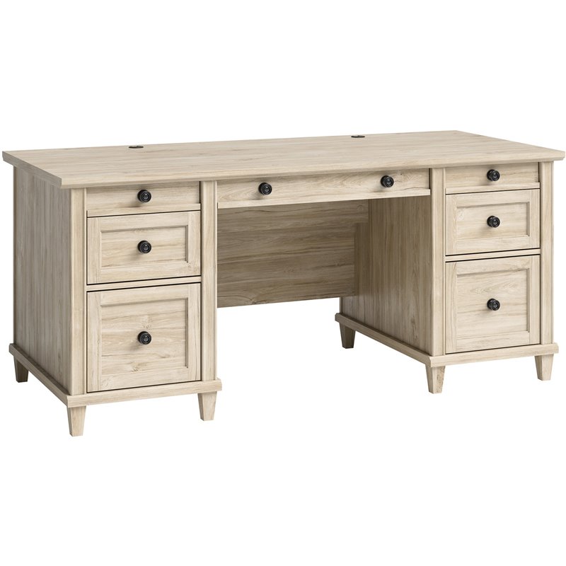 Pemberly Row Executive Desk in Engineered Wood-Chalk Oak Finish