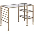 Pemberly Row Contemporary Glass Top Writing Desk in Soft Gold