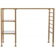 Pemberly Row Contemporary Glass Top Writing Desk in Soft Gold