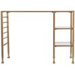 Pemberly Row Contemporary Glass Top Writing Desk in Soft Gold