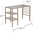 Pemberly Row Contemporary Glass Top Writing Desk in Soft Gold