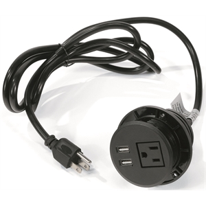 Pemberly Row Contemporary Plastic and Rubber Wire Power Grommet in Black