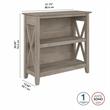 Pemberly Row Small 2 Shelf Bookcase in Washed Gray - Engineered Wood