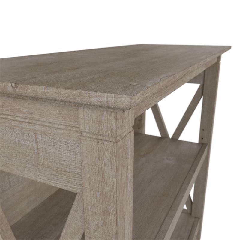 Pemberly Row Small 2 Shelf Bookcase in Washed Gray - Engineered Wood