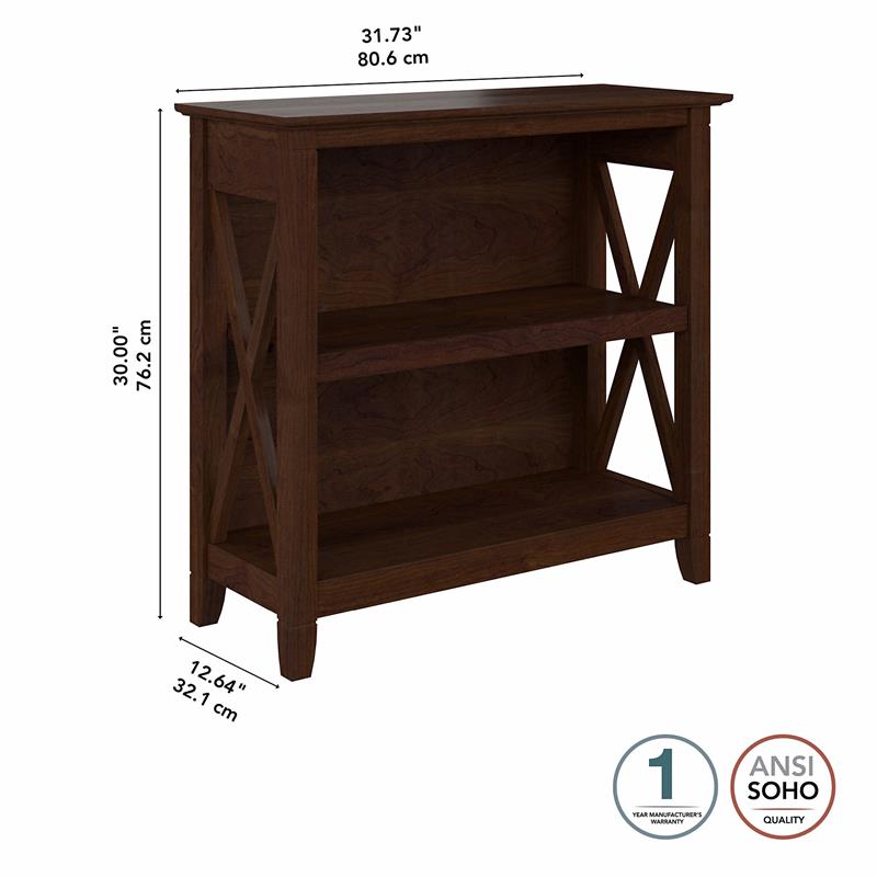 Pemberly Row Small 2 Shelf Bookcase in Bing Cherry - Engineered Wood