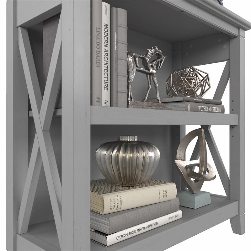 Pemberly Row Small 2 Shelf Bookcase in Cape Cod Gray - Engineered Wood