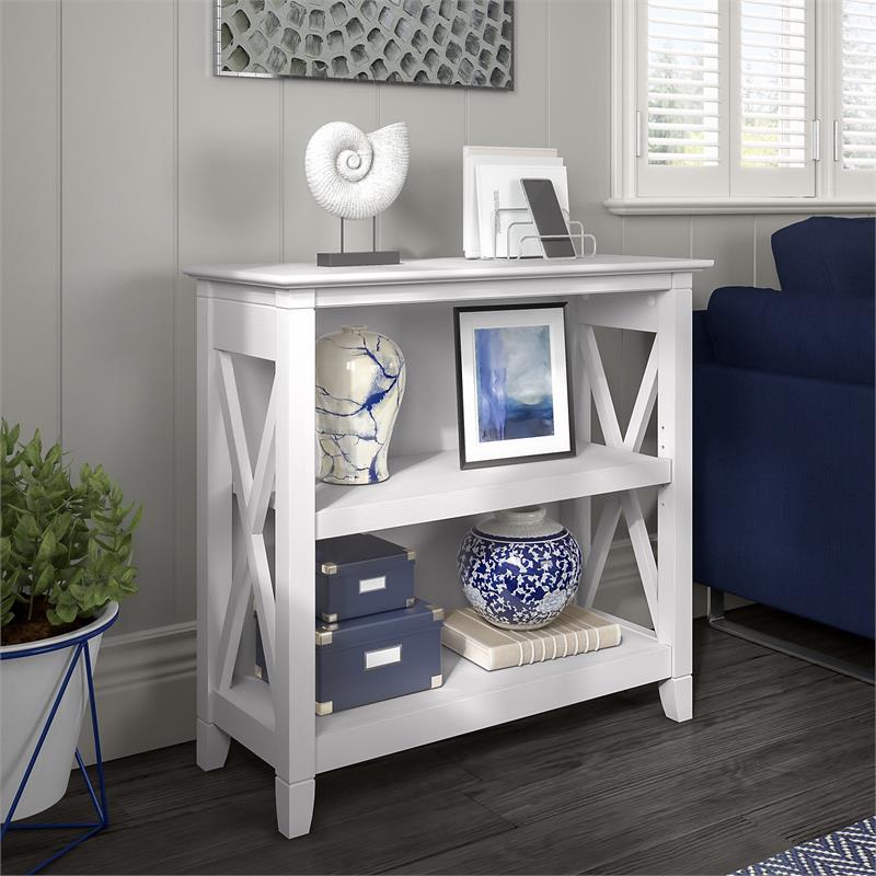 Pemberly Row Small 2 Shelf Bookcase in Pure White Oak - Engineered Wood