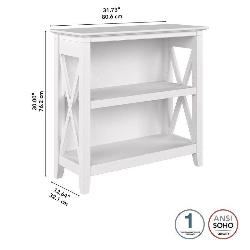 Pemberly Row Small 2 Shelf Bookcase in Pure White Oak - Engineered Wood