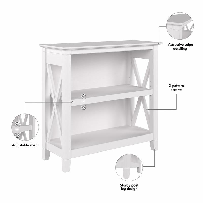 Pemberly Row Small 2 Shelf Bookcase in Pure White Oak - Engineered Wood