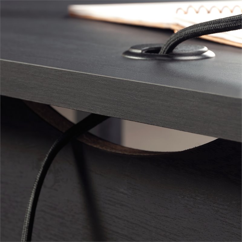 Pemberly Row L-shaped Traditional Engineered Wood Computer Desk in Raven Oak