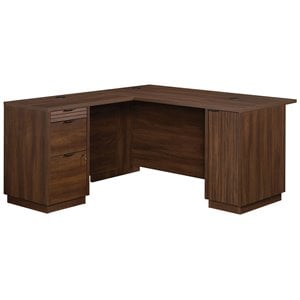 Pemberly Row 60&quot Engineered Wood L-Shaped Computer Desk in Spiced Mahogany