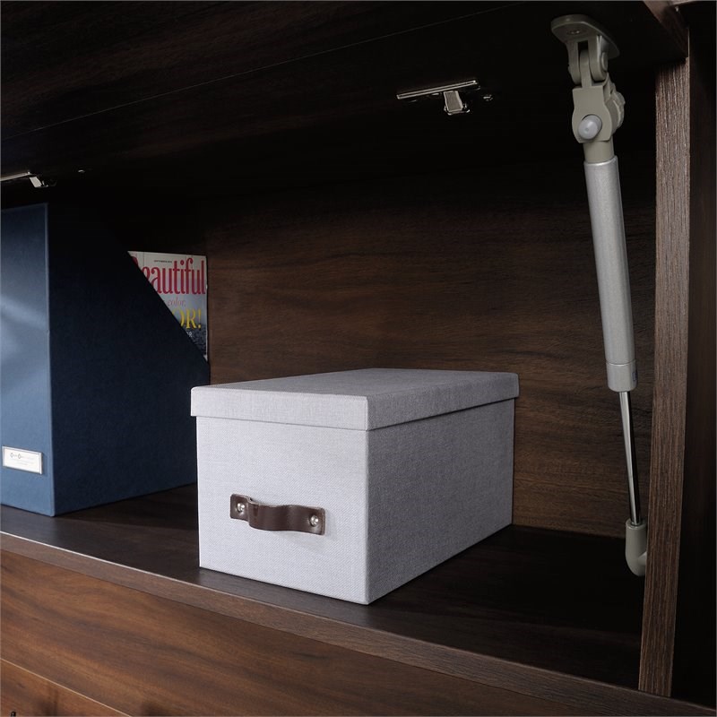 Pemberly Row Contemporary Engineered Wood Desk Hutch in Spiced Mahogany