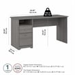Pemberly Row 60W Computer Desk with Drawers in Modern Gray - Engineered Wood