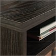 Pemberly Row Contemporary Engineered Wood and Metal L-Desk in Brew Oak