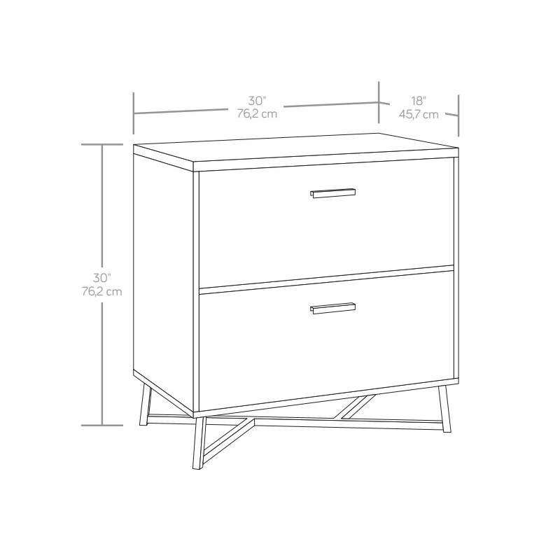 Pemberly Row Contemporary Engineered Wood/Metal Lateral File in Brew Oak
