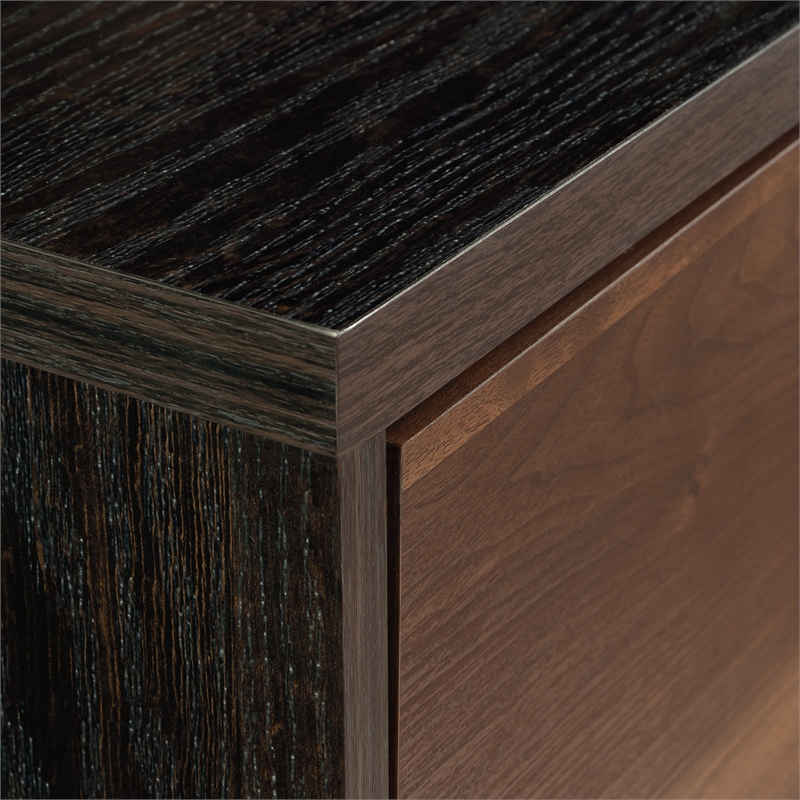 Pemberly Row Contemporary Engineered Wood/Metal Lateral File in Brew Oak