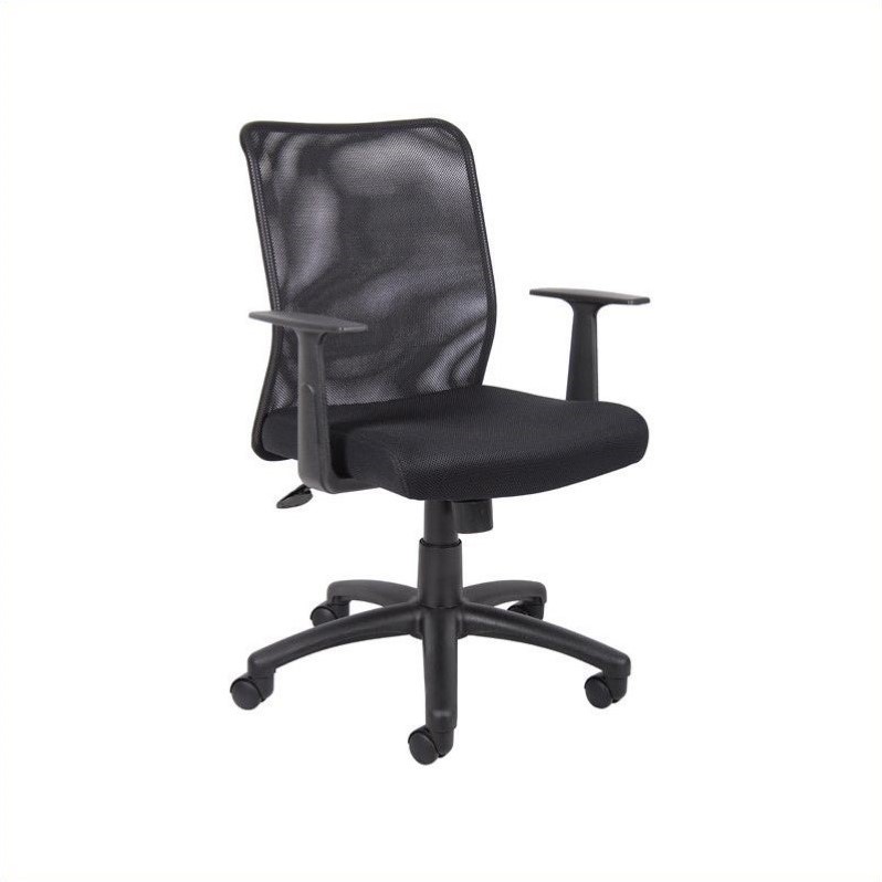 Pemberly Row Contemporary Mesh Task Office Chair with T-Arms