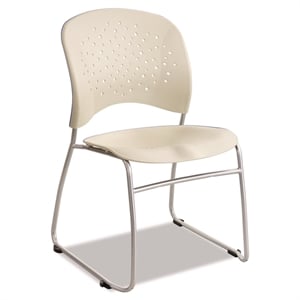 Pemberly Row Contemporary Guest Chair Sled Base Round Back in Latte