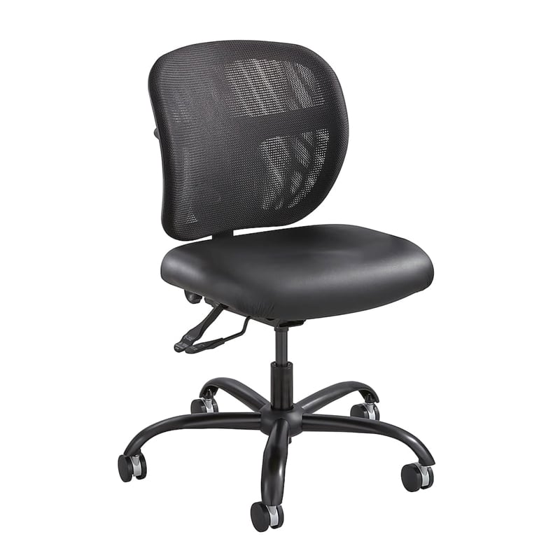 Pemberly Row Intensive Use Mesh Task Office Chair in Black Vinyl