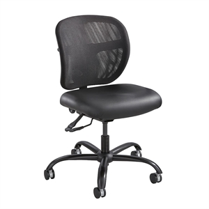 Pemberly Row Intensive Use Mesh Task Office Chair in Black Vinyl