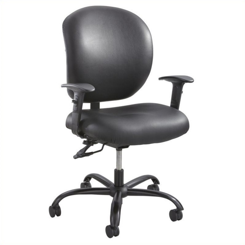 Pemberly Row Modern / Contemporary Task Office Chair in Black Vinyl