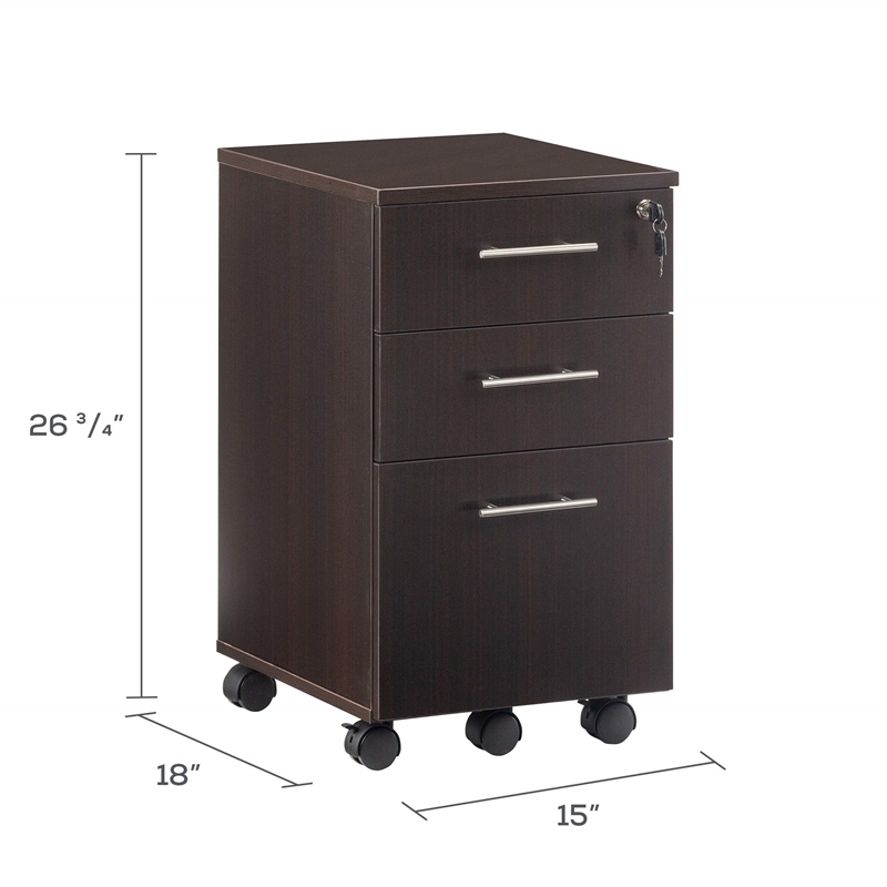 Pemberly Row Modern / Contemporary Pedestal (Box-Box-File) in Mocha
