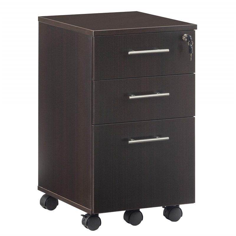 Pemberly Row Modern / Contemporary Pedestal (Box-Box-File) in Mocha