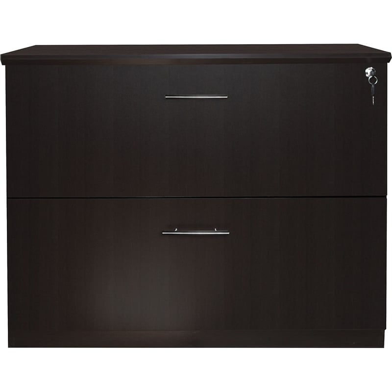 Pemberly Row Contemporary 2 Drawer Lateral Filing Cabinet in Mocha