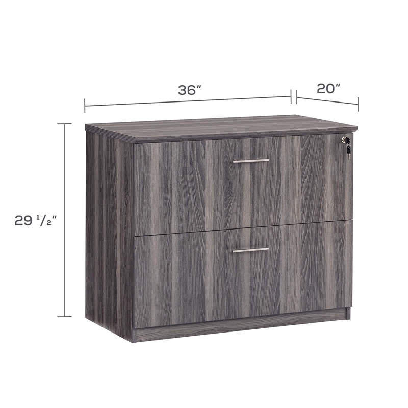 Pemberly Row Contemporary Lateral File (File-File) in Gray Steel