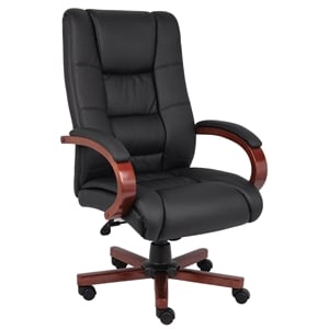 Pemberly Row Contemporary High Back Executive Office Chair in Cherry