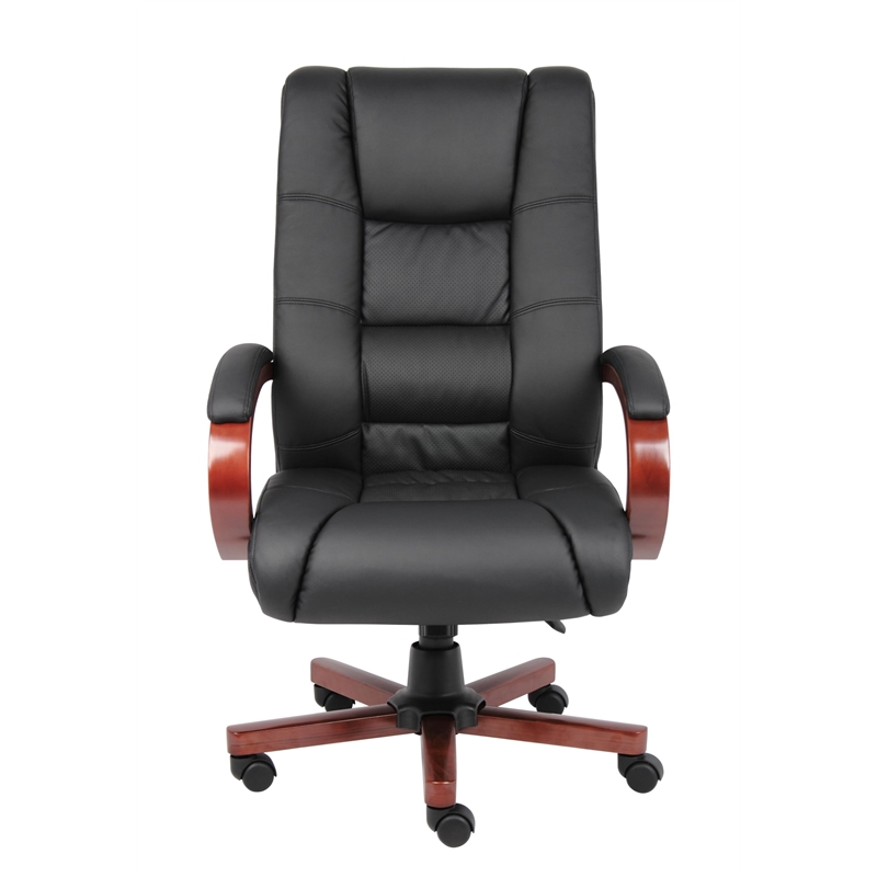 Pemberly Row Contemporary High Back Executive Office Chair in Cherry