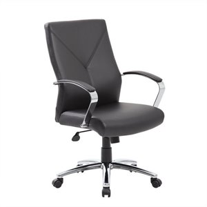 Pemberly Row Contemporary LeatherPlus Executive Office Chair in Black