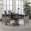 Pemberly Row Engineered Wood L-Shaped Computer Desk in Mystic Oak