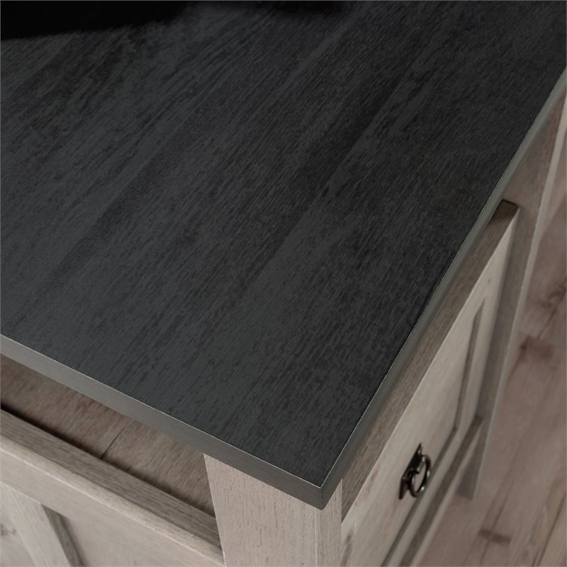 Pemberly Row Engineered Wood L-Shaped Computer Desk in Mystic Oak