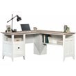 Pemberly Row Engineered Wood L-Shaped Computer Desk in Glacier White