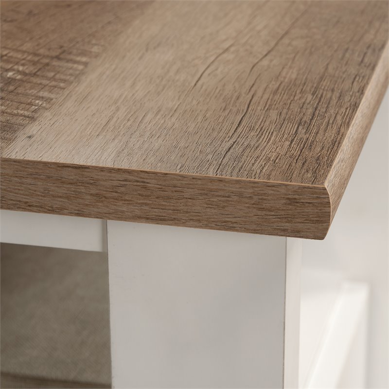 Pemberly Row Engineered Wood L-Shaped Computer Desk in Glacier White