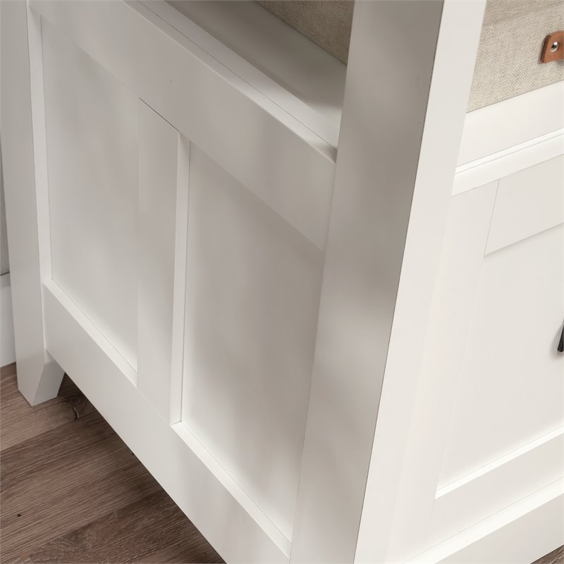 Pemberly Row Engineered Wood L-Shaped Computer Desk in Glacier White
