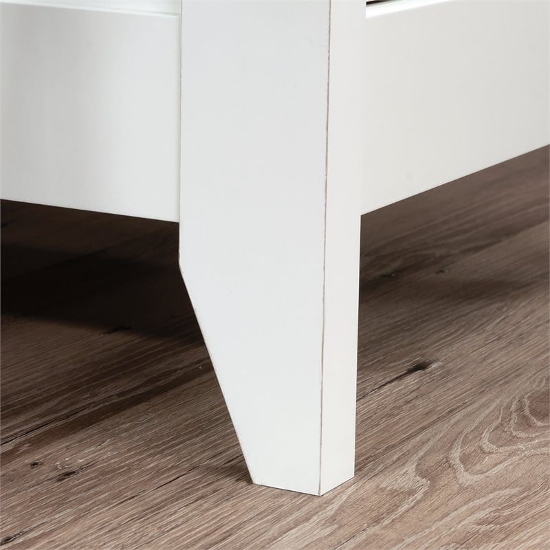 Pemberly Row Engineered Wood L-Shaped Computer Desk in Glacier White