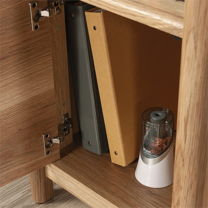 Pemberly Row Transitional Engineered Wood Desk in Timber Oak