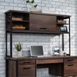 Pemberly Row Contemporary Engineered Wood and Metal Hutch in Barrel Oak