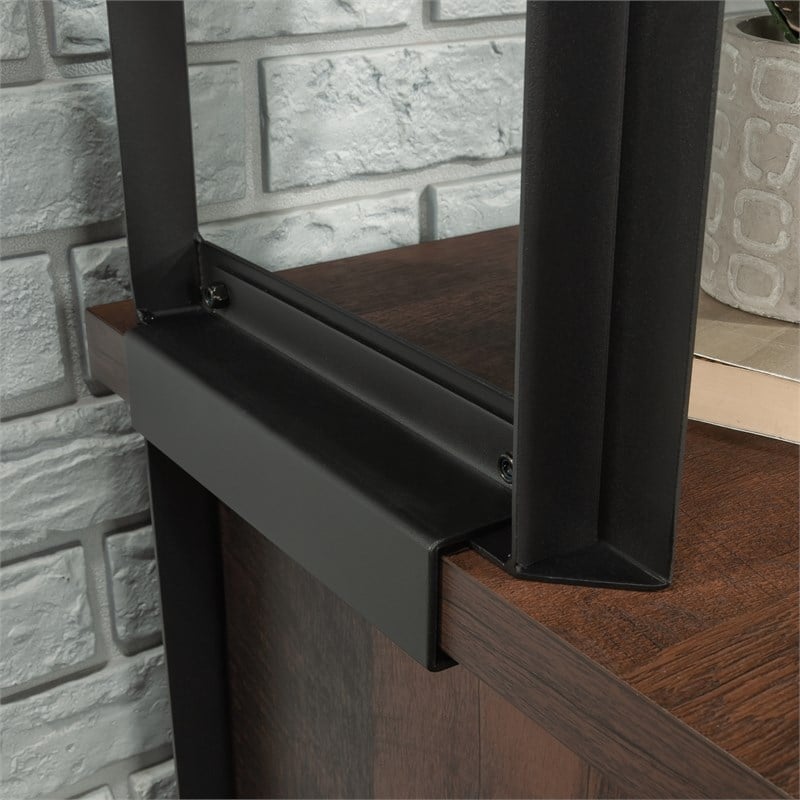 Pemberly Row Contemporary Engineered Wood and Metal Hutch in Barrel Oak
